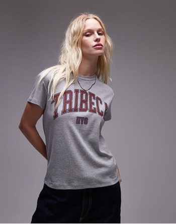 Tribeca graphic boxy tee in grey