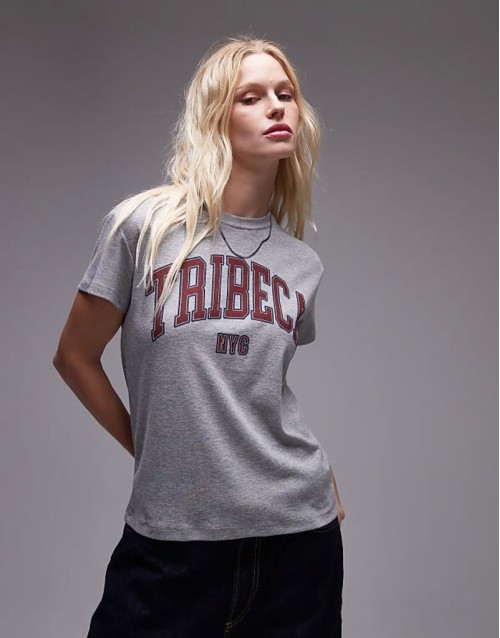 Tribeca graphic boxy tee in grey