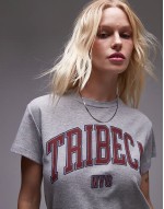 Tribeca graphic boxy tee in grey