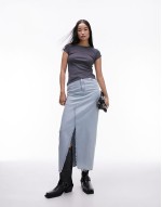lace pointelle tee in slate
