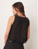 evermore lace insert boho tank top in black