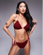 crochet bikini in cherry red