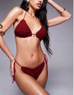 crochet bikini in cherry red