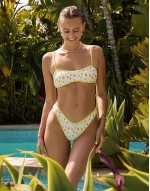 Premium Dippin Daisys wonder ring detail bikini in clementine waffle