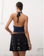 matua lace halter top in navy