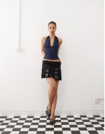 matua lace halter top in navy