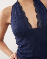 matua lace halter top in navy