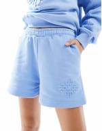 co-ord embossed shorts in light blue