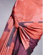 cowl neck maxi dress with waist wrap detail in dark pink floral print