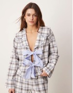 brushed pyjama mix and match set in blue check
