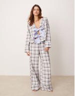brushed pyjama mix and match set in blue check