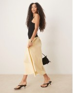 contrast  poplin mix square neck maxi dress in buttermilk