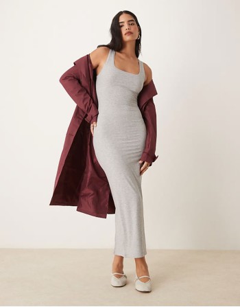 365 sculpting lounge square neck maxi dress in grey