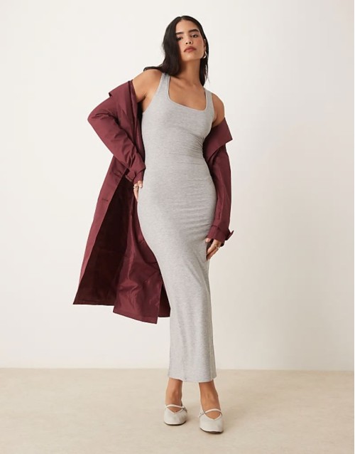 365 sculpting lounge square neck maxi dress in grey