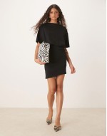 slouchy T-shirt mini dress with ruched detail in black