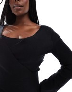crossover knit dress in black