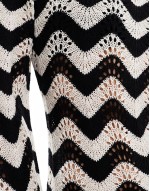 crochet bell sve mini beach dress in cream & black chevron print