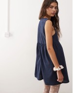 sheba baby cord mini shift dress in ink blue
