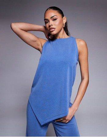 co-ord cupro vest and trouser in indigo blue