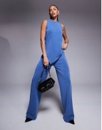 co-ord cupro vest and trouser in indigo blue