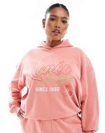 exclusive logo graphic hoodie and short co-ord in peach