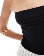 jersey bandeau bodysuit in black